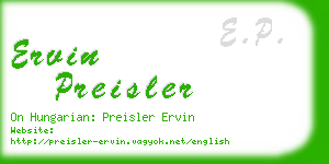 ervin preisler business card